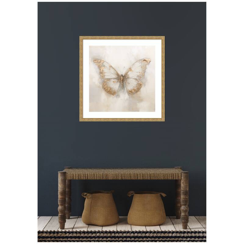 Kate and Laurel Framed Art Butterfly Neutral 2 by The Creative Bunch Studio