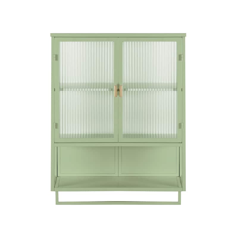 23.62"Glass Doors Modern Two-door Wall Cabinet - Green