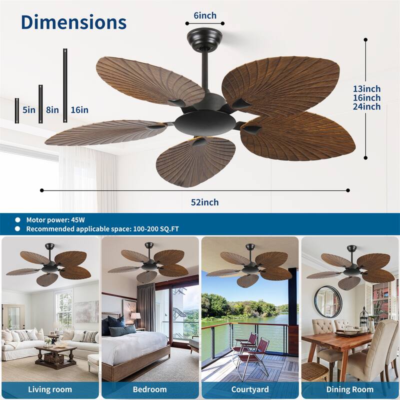 52-Inch Tropical Ceiling Fan