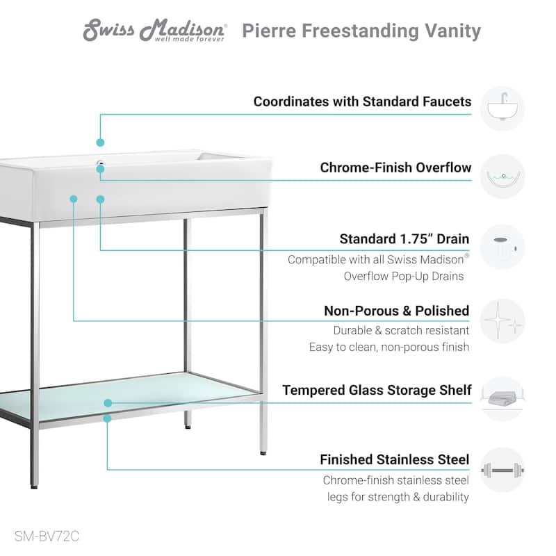 Pierre Metal Freestanding Single Sink Bathroom Vanity