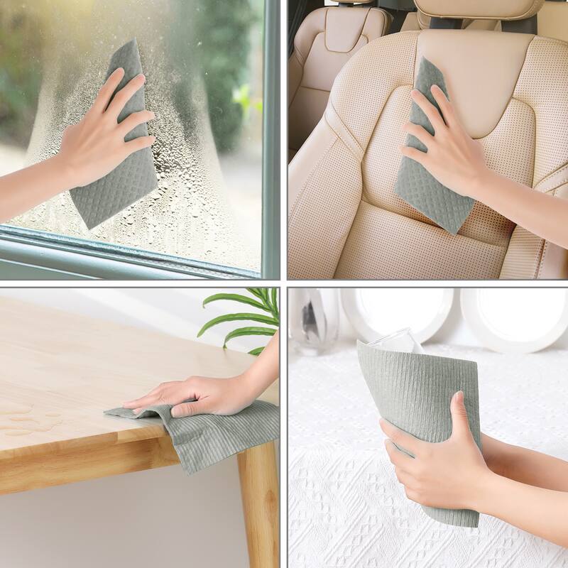 Reusable Swedish Dishcloths for Kitchen, Super Absorbent Cellulose Sponge Dish Cloths - Grey-5 Pack - Set of 5