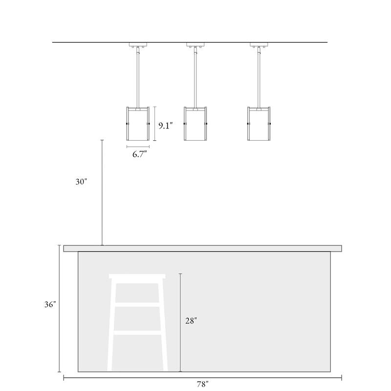Modern Black 1-Light Pendant Light with Handmade Glass for Kitchen Island - Dia. 6.7" x H 9.1"