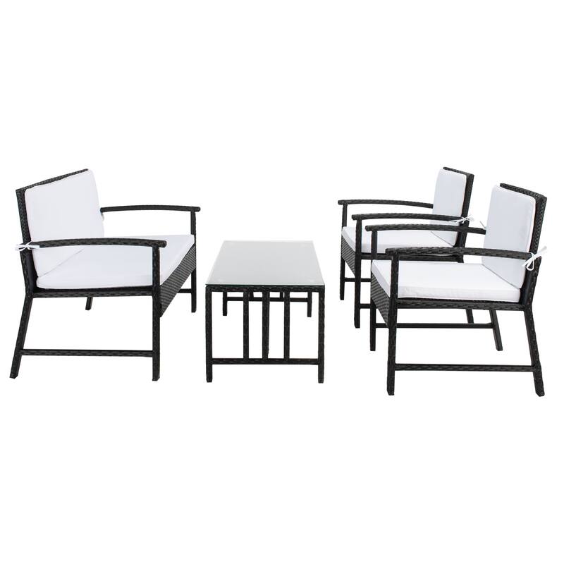 SAFAVIEH Outdoor Diya 4-Piece Patio Set - 43W x 31D x 26H