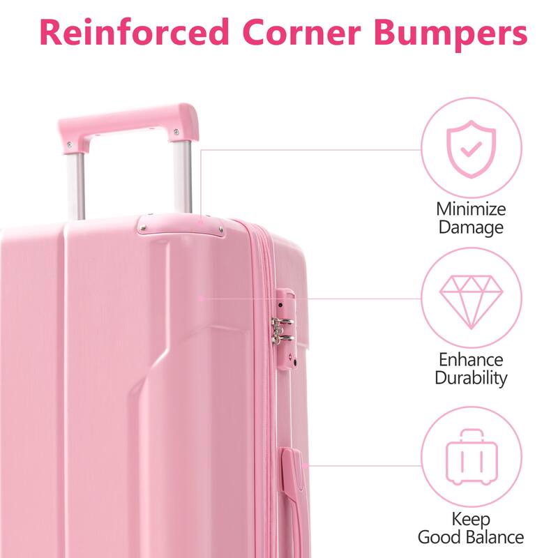 Hardshell Luggage, Lightweight Durable ABS Suitcases with Double Wheels
