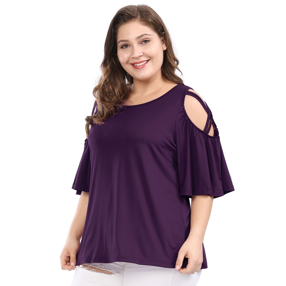 plus size trumpet sleeve dress