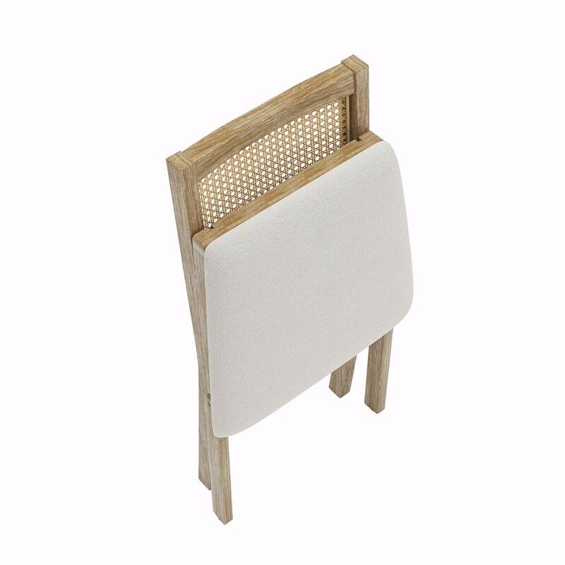 Scandinavian Woven Back Wooden Dining Chairs, Set of 2, Solid Wood Frame with Cushioned Seat