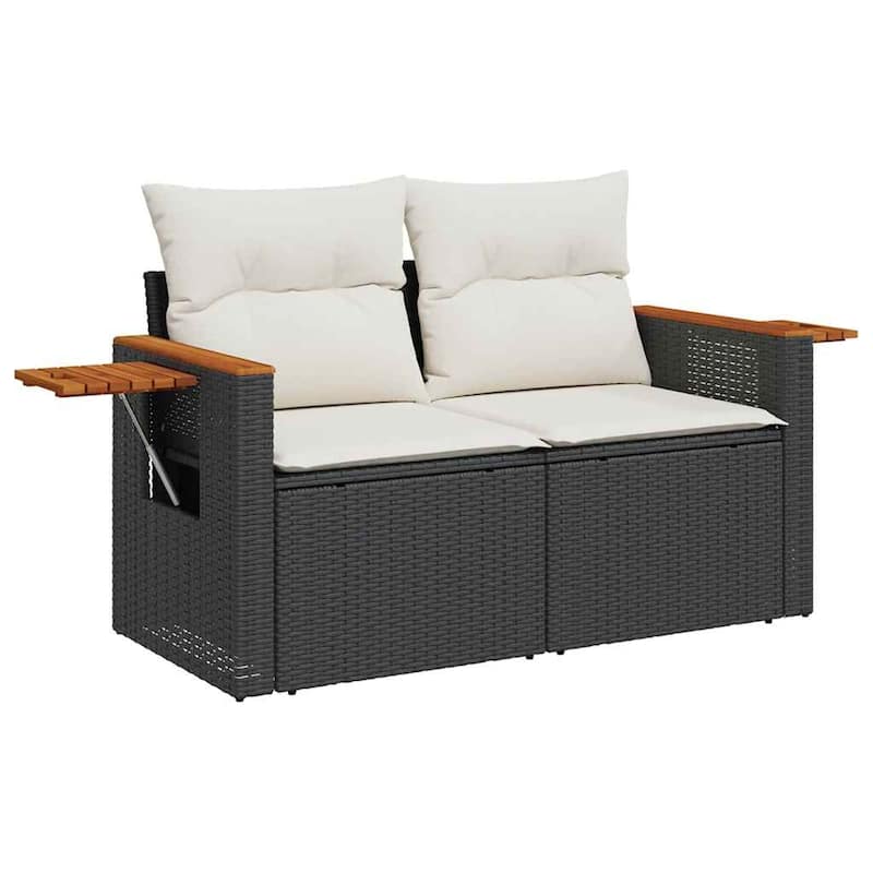vidaXL Patio Sofa Set with Cushions Outdoor Furniture 4 Piece Poly Rattan