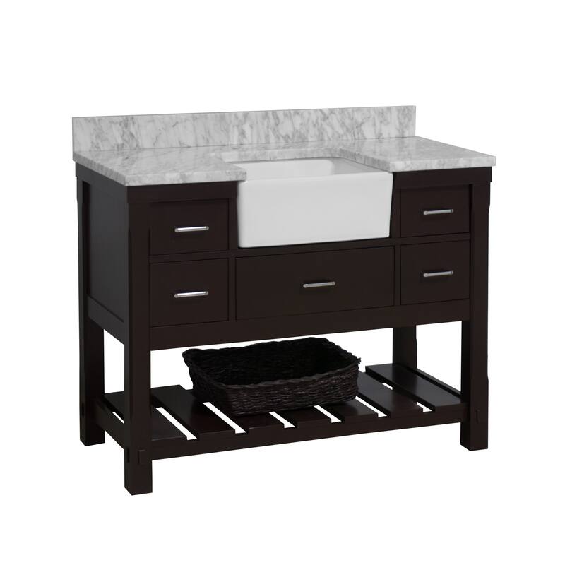 KitchenBathCollection Charlotte 48" Farmhouse Bathroom Vanity with Carrara Marble Top