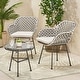 preview thumbnail 1 of 9, Beulah Outdoor Faux Wicker Chat Set by Christopher Knight Home Black + White + Grey + Matte Black + Beige