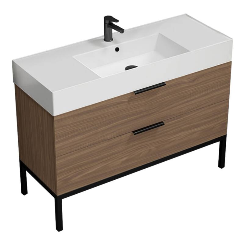 Nameeks Derin-4818 Derin 48" Free Standing Single Basin Vanity Set - Walnut / Black - Anthracite Finish