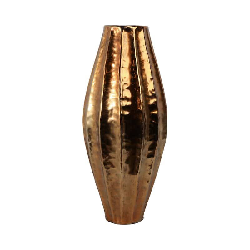 Metal Flower Vase with Hammered Finish Modern Glam Design - 27" Gold