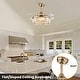 preview thumbnail 17 of 26, 48 in. Indoor Modern Ceiling Fan with Light Gold Retractable Crystal Chandelier Fan with Remote for Kitchen Living Room