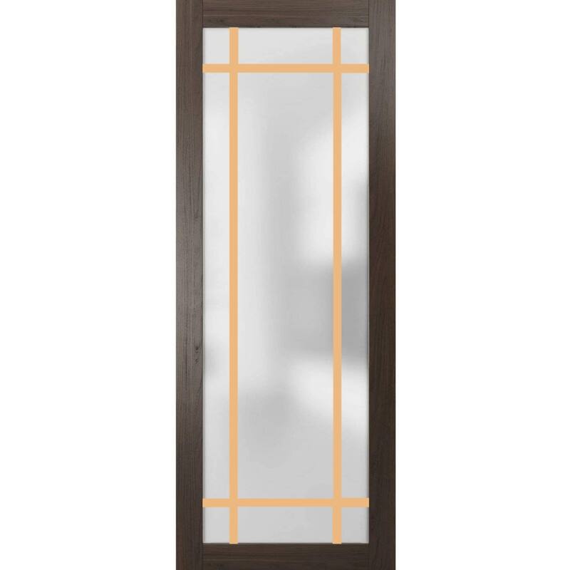 French Pocket Door 18 x 80 Planum 2113 Chocolate Ash Kit Trims Rail - Grey - 42" x 96"