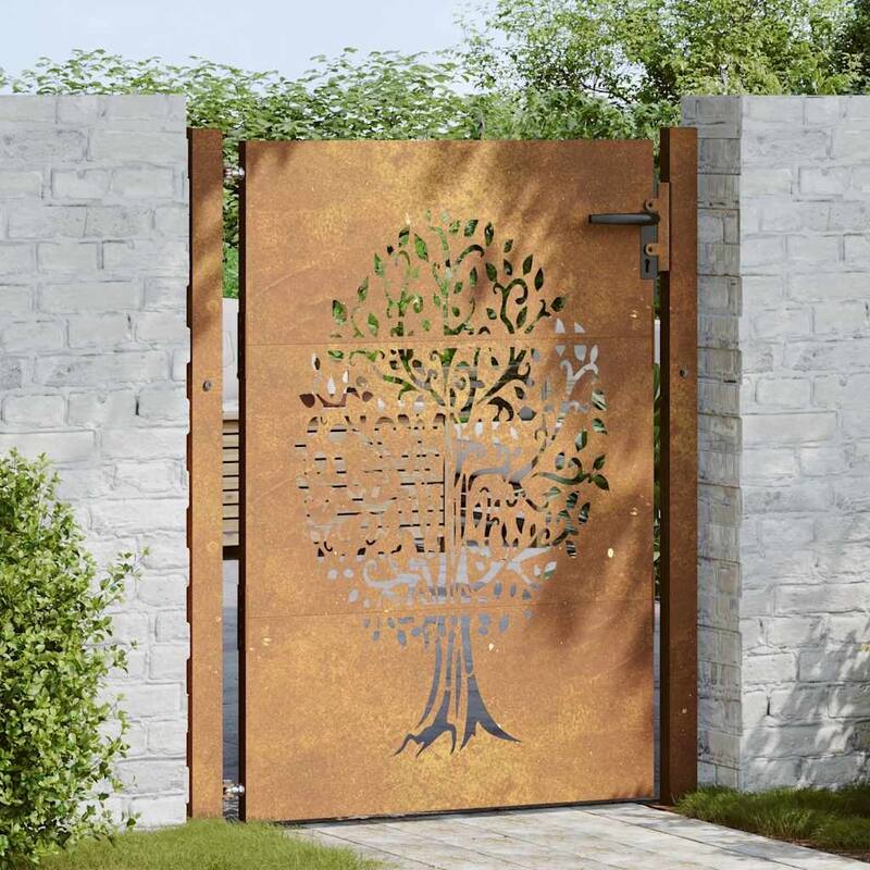 vidaXL Garden Gate Corten Steel Tree Design