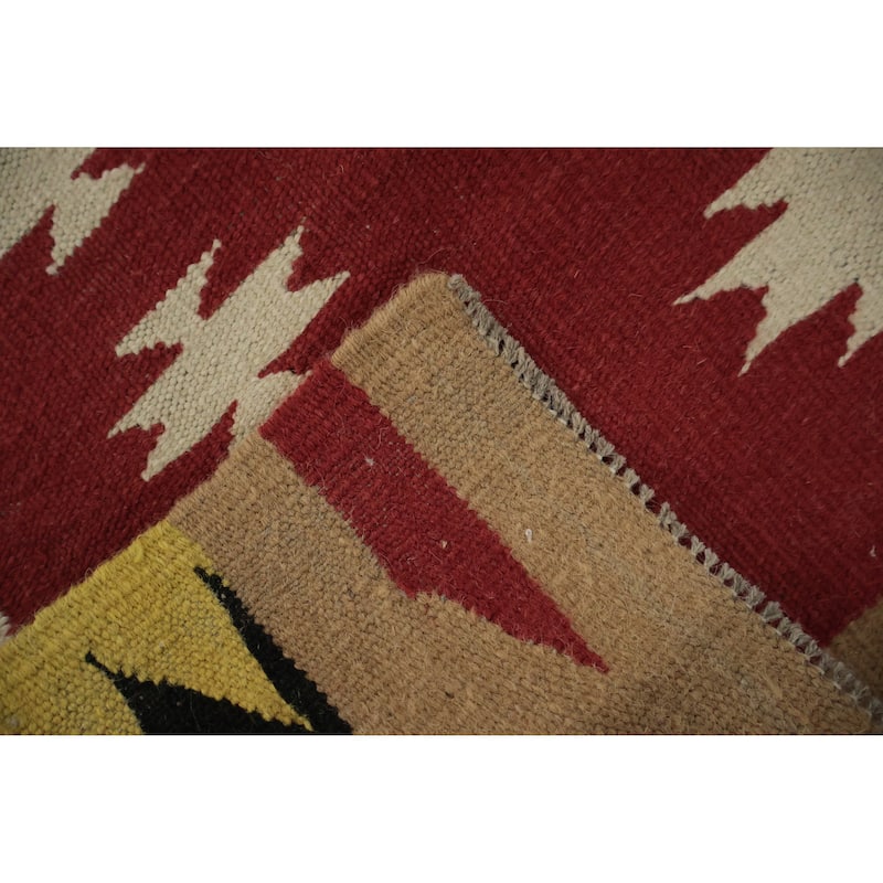 Hand Woven Oriental 100% Wool Carpet Southwestern Modern Multi-Colored Kilim Area Rug - 6' 0'' X 5' 8''