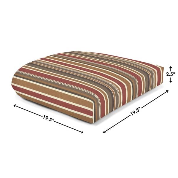 dimension image slide 1 of 9, Casual Cushion Stripe Sunbrella® Fabric 1-Piece Outdoor Wicker Seat Pad, 19.5"W x 19.5"L - 19.5"W x 19.5"L