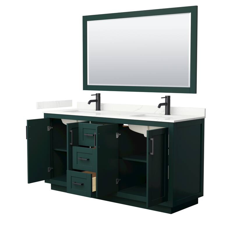 Miranda 66-inch Double Vanity, Quartz Top, 58-inch Mirror