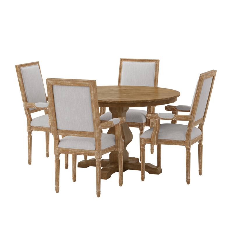 Mores Upholstered 5 Piece Circular Dining Set by Christopher Knight Home