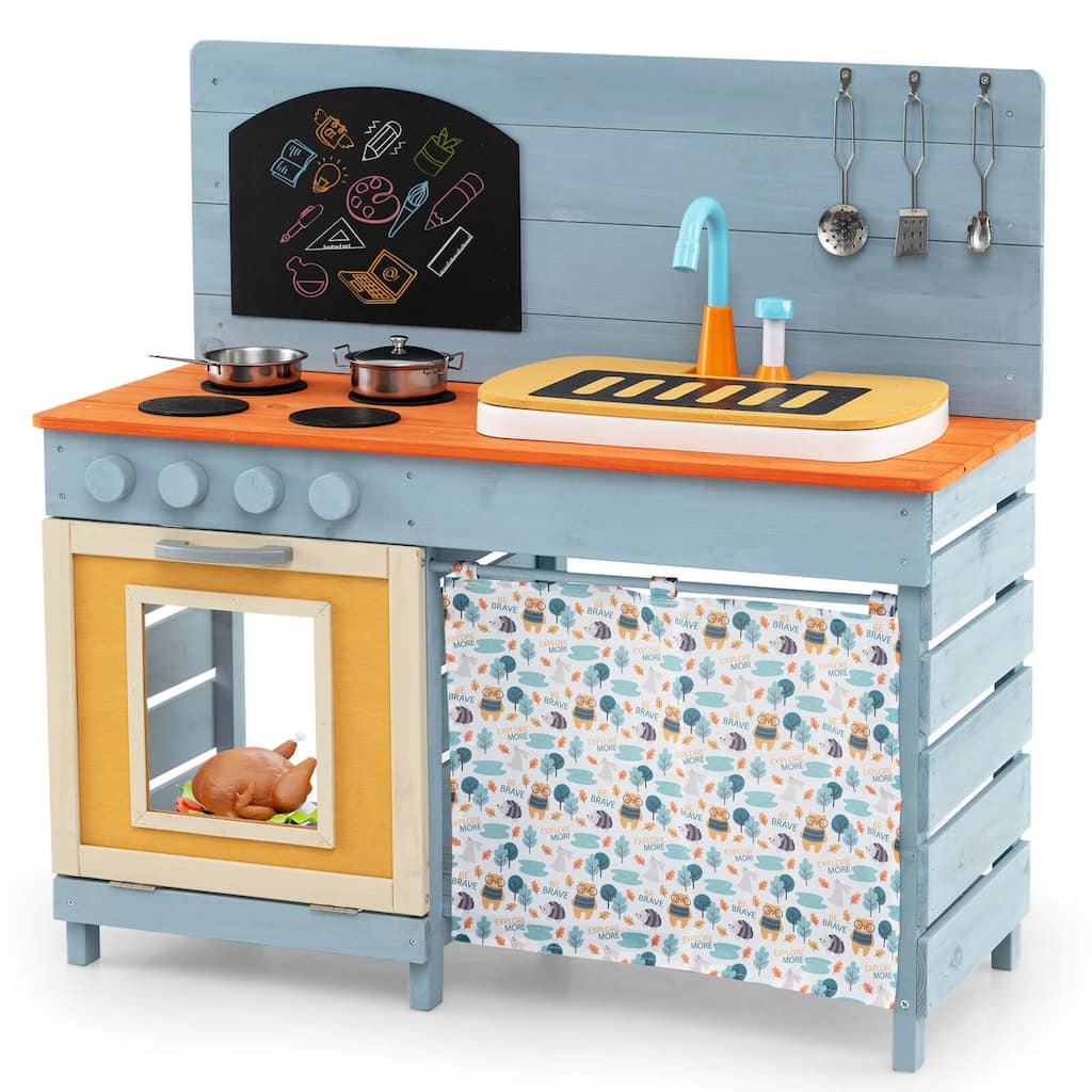 Costway Play Kitchen for Kids Wooden Toy Kitchen Playset with - See Details