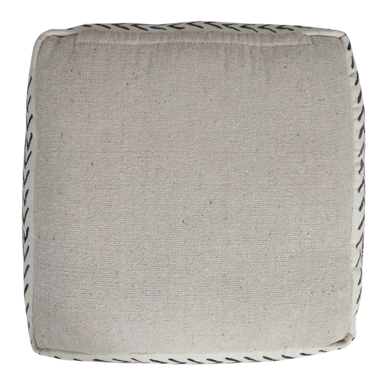 HomeRoots 18" White 100% Cotton Ottoman