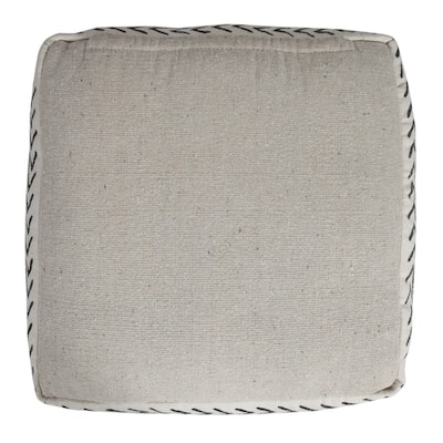 HomeRoots 18" White 100% Cotton Ottoman