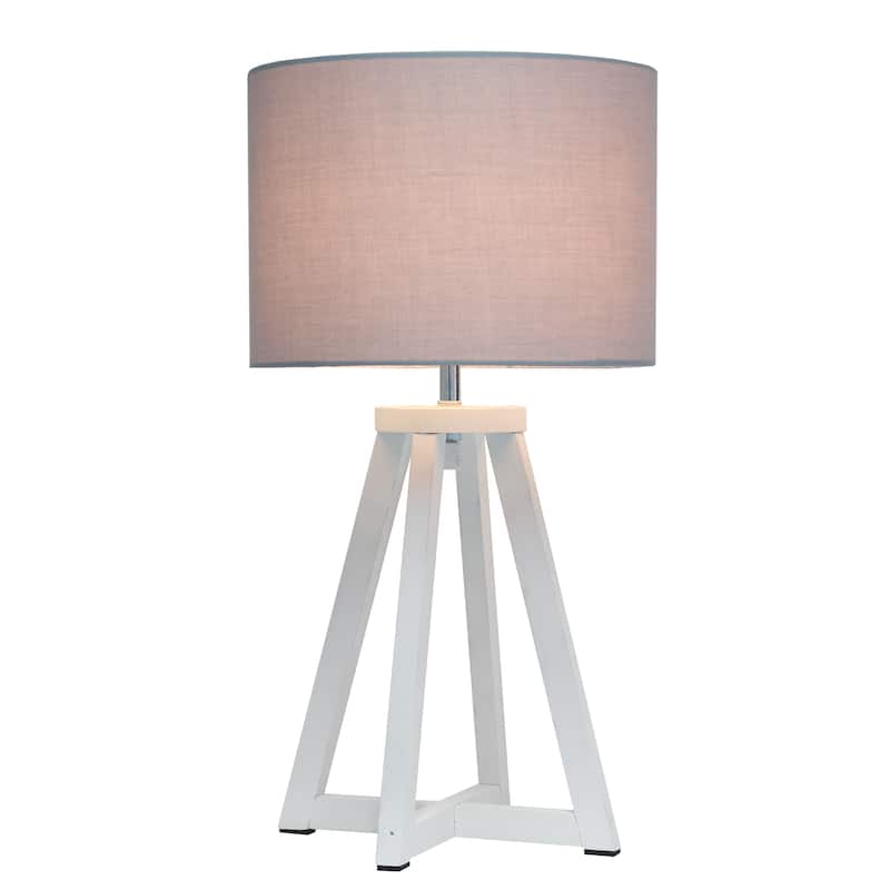 Wood Tripod Table Lamp with Drum Shade for Bedroom Decor - 9.75 x 9.75 x 19 in. (L x W x H)