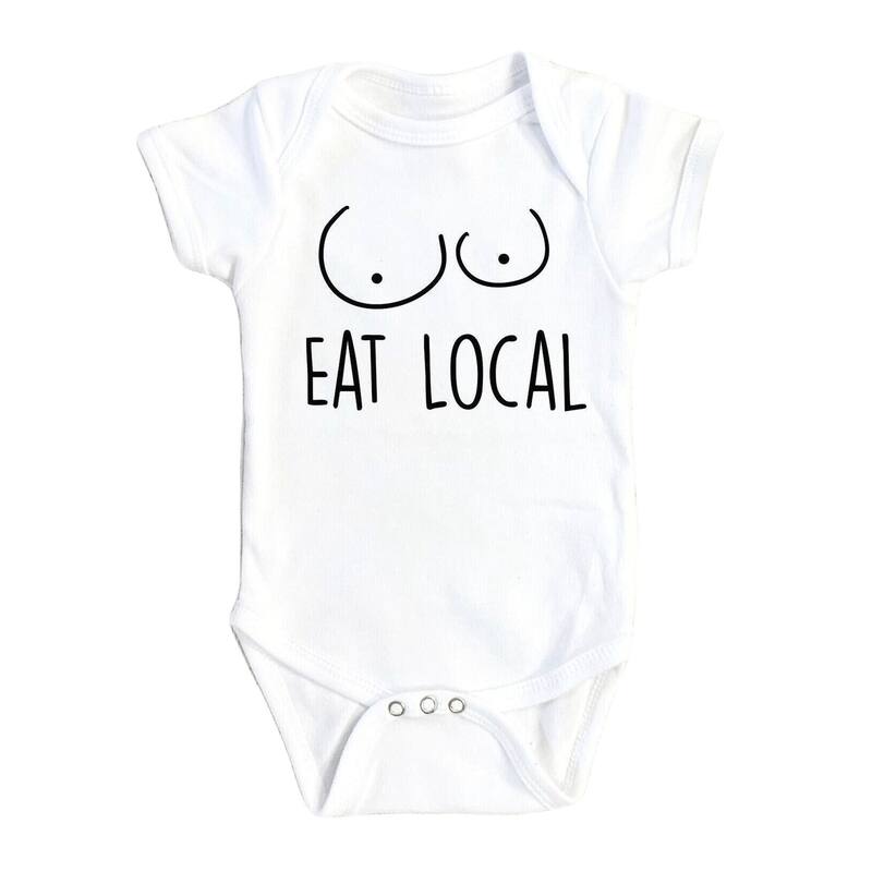 Eat Local - Baby Boy Girl Clothes Infant Bodysuit Funny Cute Newborn - Blue - 0-3M