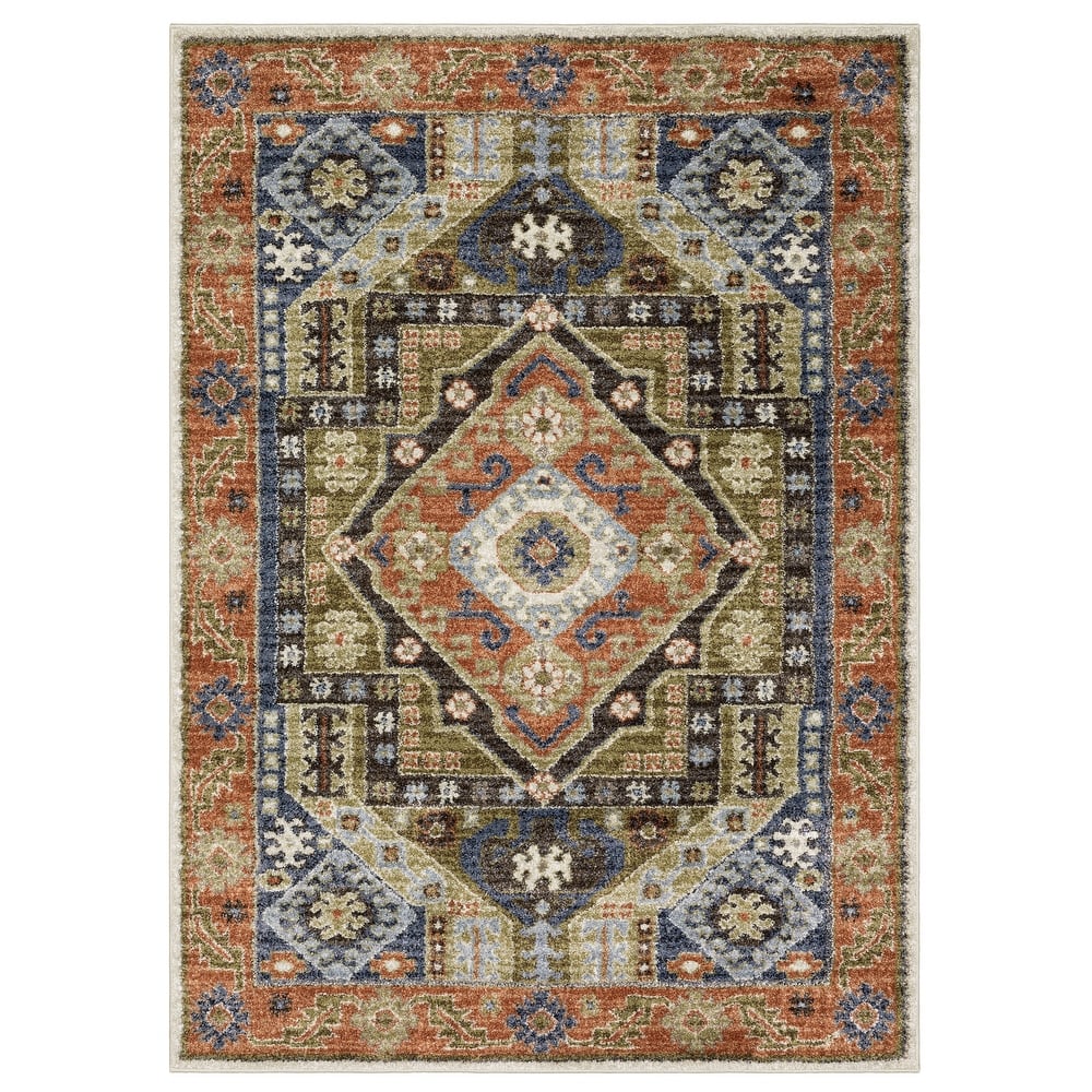 ROW Gemma Bohemian Center Medallion Rust/ Blue Area Rug