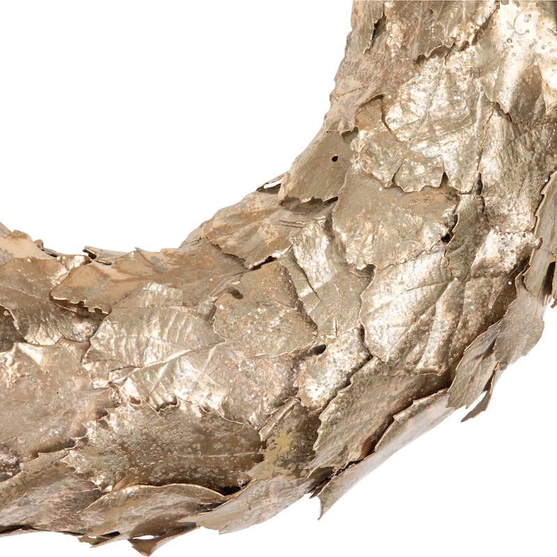 Gold Layered Leaves Christmas Wreath 15.5-Inch Unlit - 15.5"