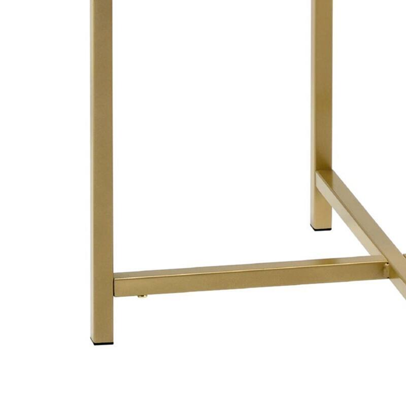 End Table with Round Glass Top and Metal Frame, Gold On Sale Bed