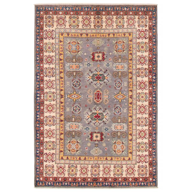 ECARPETGALLERY Hand-knotted Uzbek Ghazni Grey Wool Rug - 5'0 x 7'3 - Grey - 5'0 x 7'3