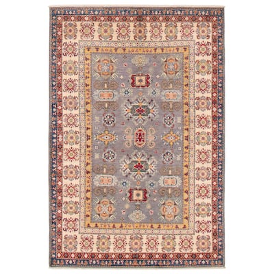 ECARPETGALLERY Hand-knotted Uzbek Ghazni Grey Wool Rug - 5'0 x 7'3