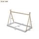 preview thumbnail 4 of 18, Twin Size Tent Floor Kids Bed Frame with Triangle Structure, Sturdy Solid Wood Frame, X-Shaped Safety Railings, White+Natural