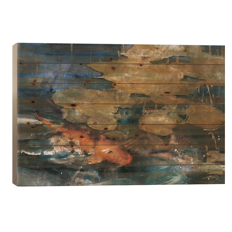 Koi Print On Wood by Theo Beck - Multi-Color - 18x26x1.5
