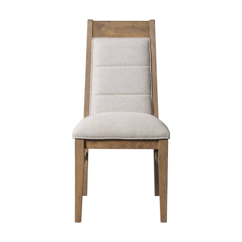 Landmark Upholstered Side Chair with Webbed Seat and 4 Legs, Weathered Oak, Set of 2