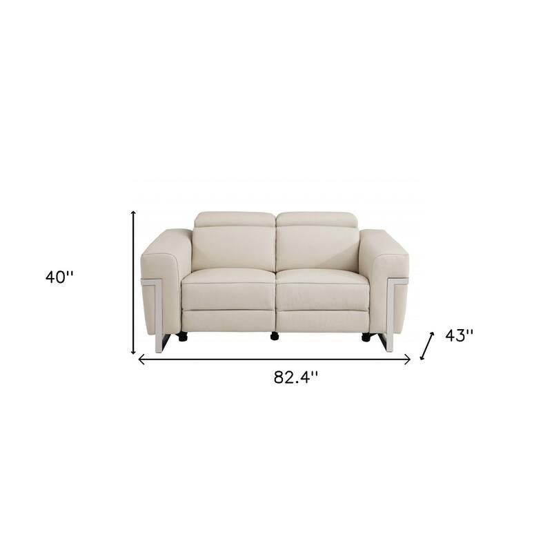 HomeRoots Two Piece Indoor Beige Italian Leather Five Person Seating Set