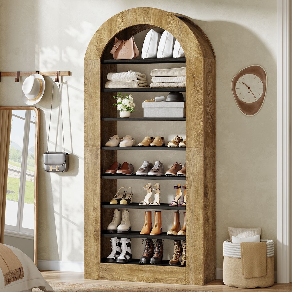 8 Tier 20-24 Pairs Tall Arched Shoe Rack for Closet/ Entryway - 8-tier