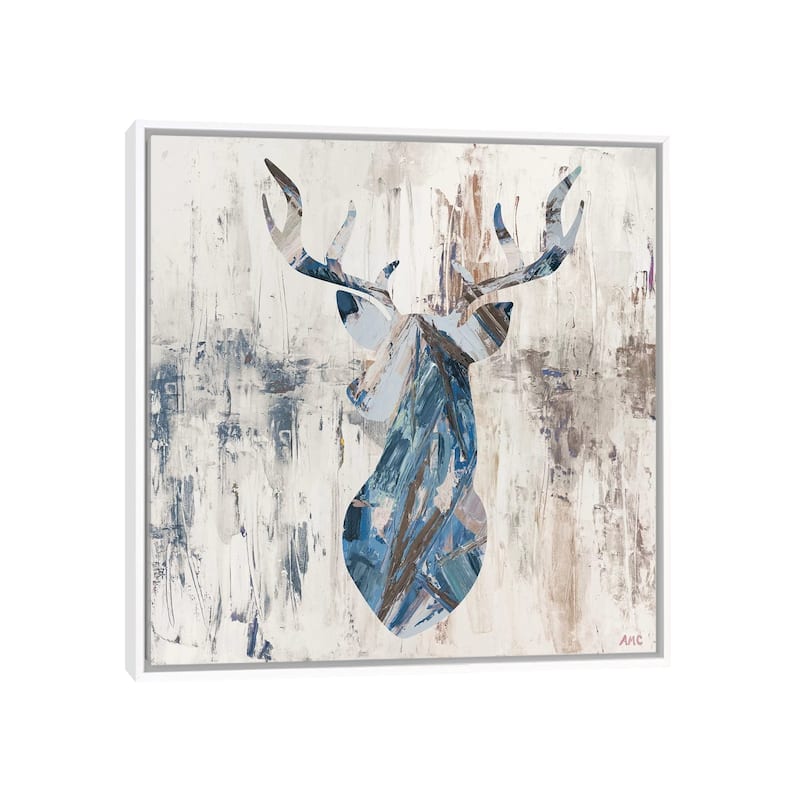 iCanvas "Blue Rhizome Deer Bust" by Ann Marie Coolick Framed Canvas Print - White - 12x12