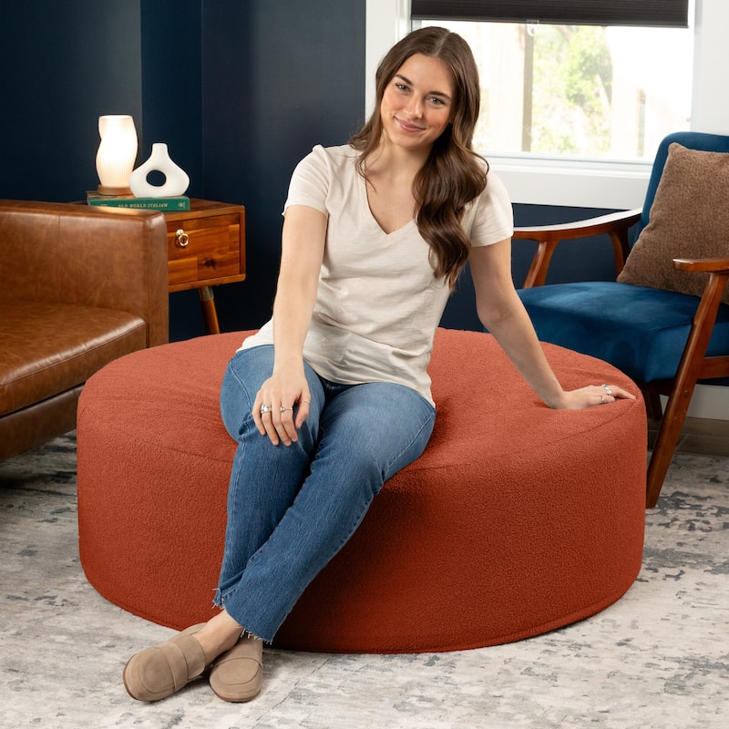 Jaxx Candler Round Couch Ottoman Large Coffee Table & Foot Rest, 44-Inch