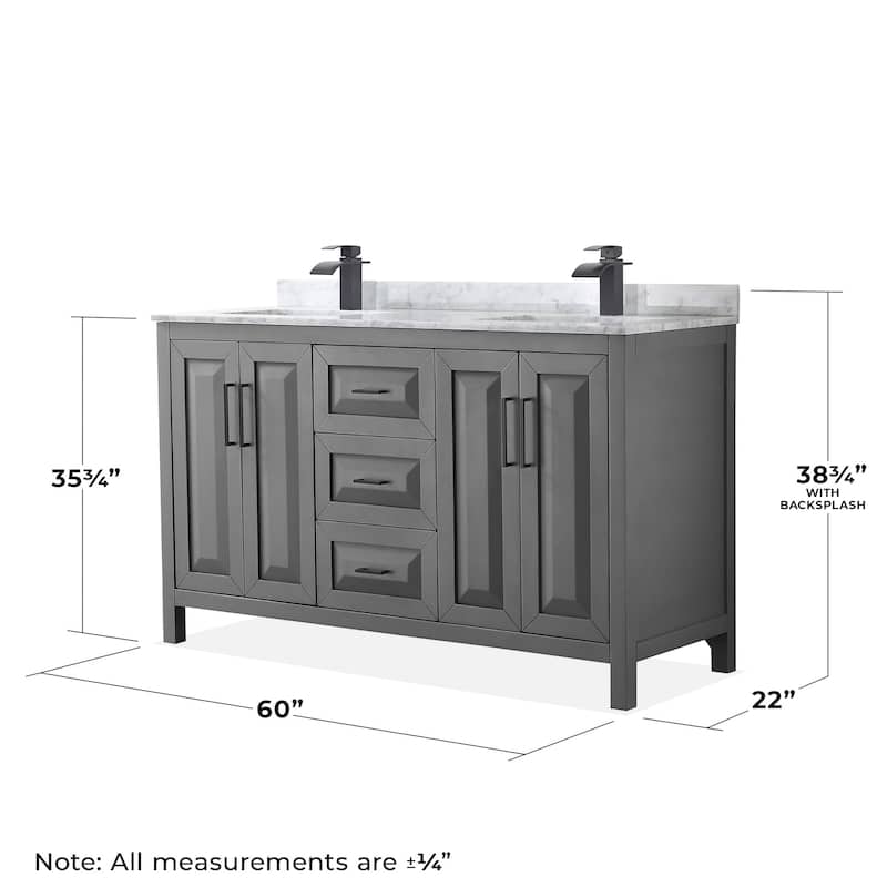 Wyndham Collection Daria 60" Free Standing Double Vanity Set with MDF