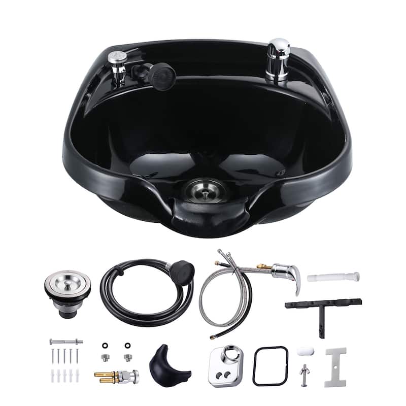 WOWOW Professional Shampoo Bowl for Salon - Matte Black - 22.4 X 20 X10.9inch