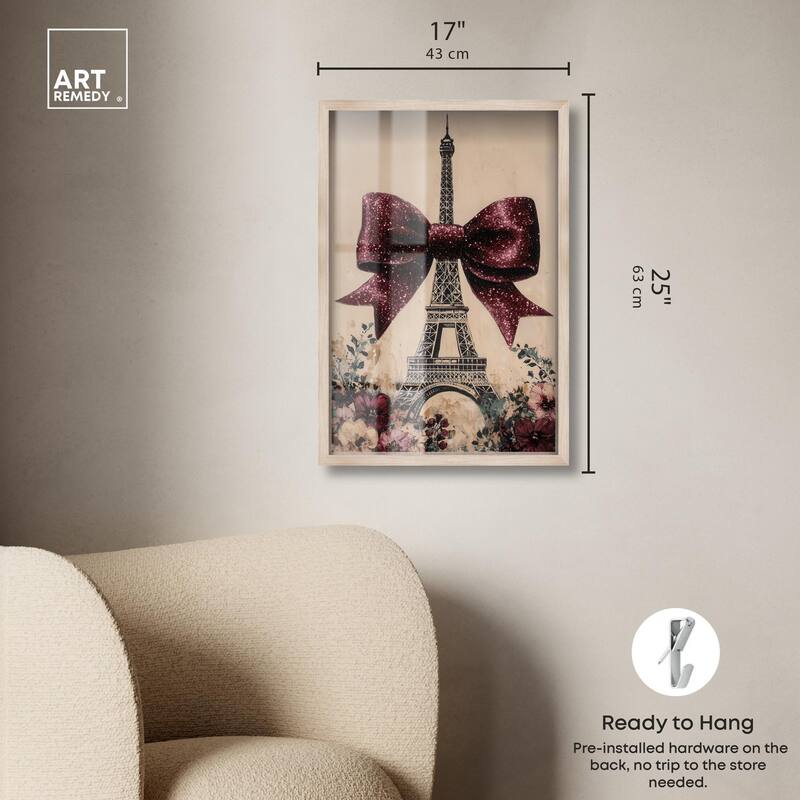 Sparkling Bow Eiffel Tower Shadowbox by Art Remedy