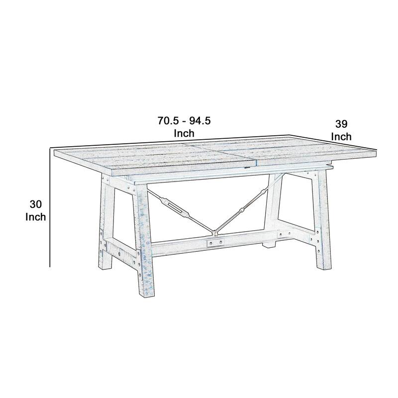 Wooden Dining Table with Extendable Leaf and Block Legs, Brown