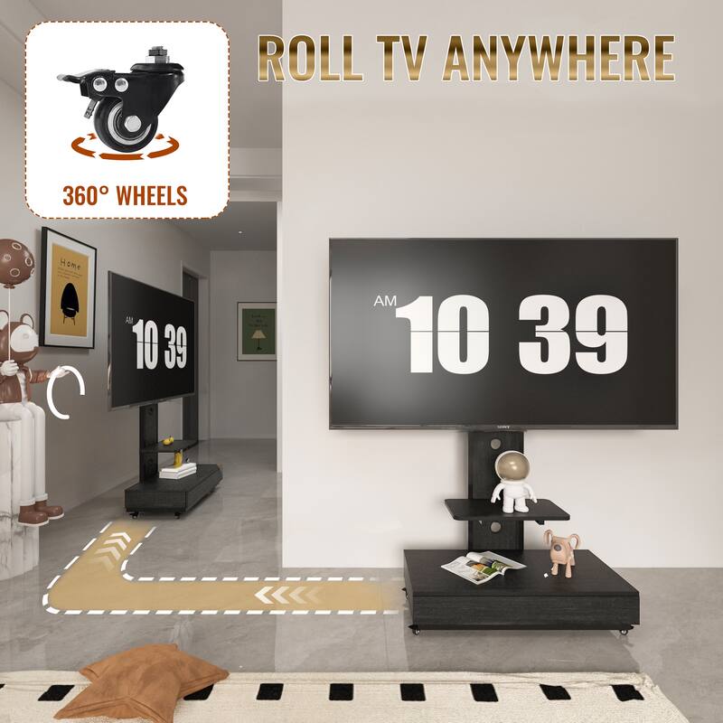 Mobile TV Cart for 32-75 inches,Floor Stand with Mount on Lockable Wheels