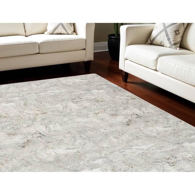 HomeRoots Abstract Modern Rectangle Area Rug - 144.00 in. x 108.00 in. x 0.39 in. - Black/Brown/Gray