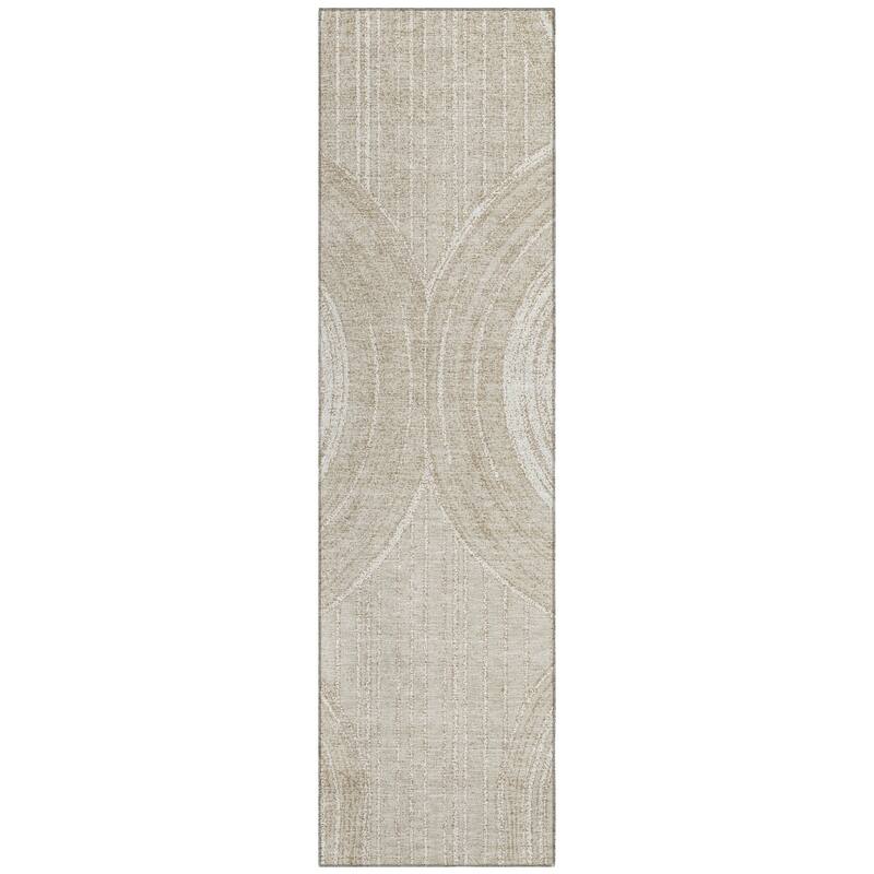 Machine Washable Indoor/ Outdoor Modern Trax Chantille Rug