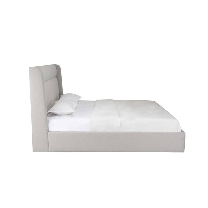 HomeRoots Gray Tufted Linen Blend Upholstered King Bed Frame