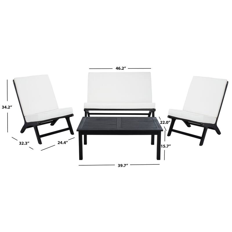 SAFAVIEH Outdoor Aryana 4-Piece Conversation Patio Set with Accent Pillow - 46W x 34D x 32H