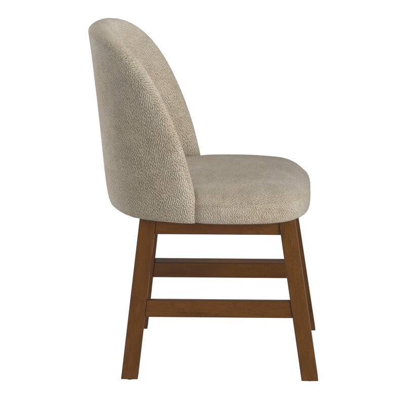 Harstad Wood Finish Taupe Fabric Curved Low Back Dining Chair (Set of 2) by iNSPIRE Q Modern