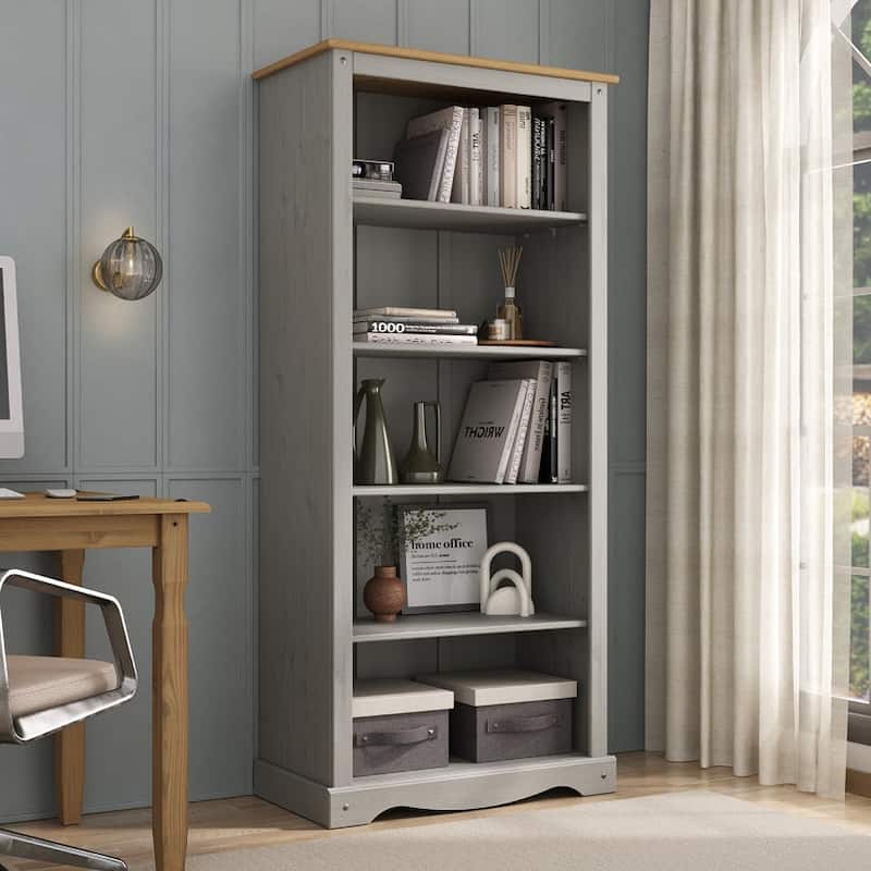 Wood Bookcase 5 Shelf Corona Collection | Furniture Dash